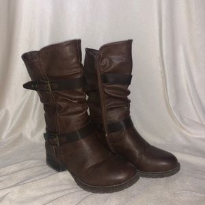 Brown leather boots
